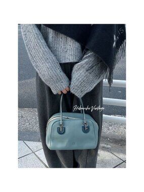 Loewe Anagram Handbag Light Blue Leather Vintage